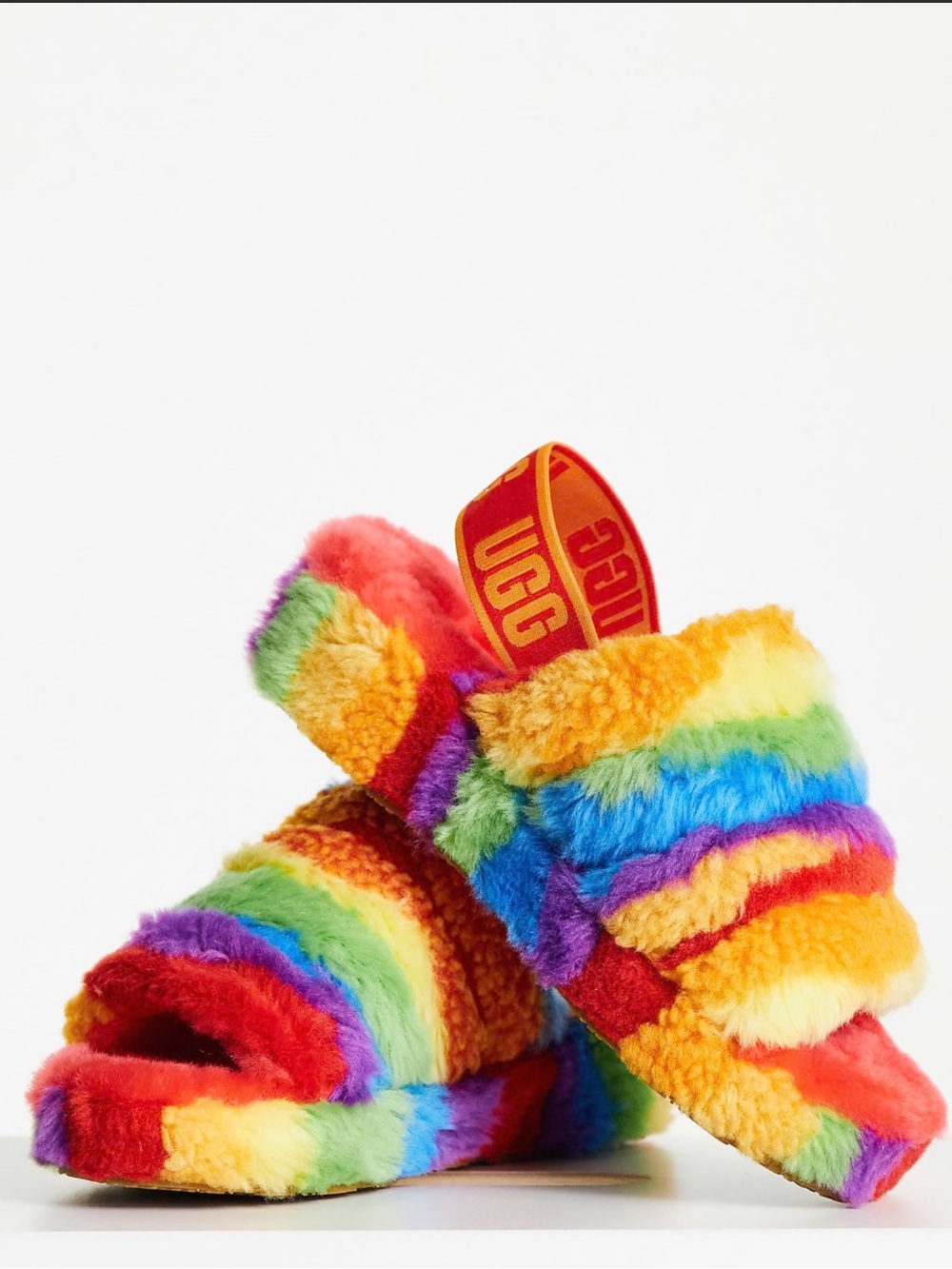 UGG Fluff Yeah Tie-Dye Rainbow Pride Slide Sz 12 - Picture 12 of 15